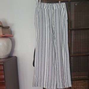 Womens LinenStriped Wide-Leg Pants, New Tag Came Off